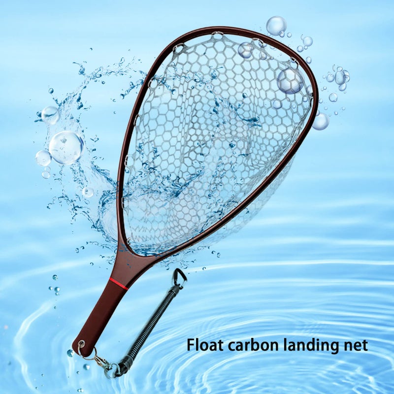 Aventik Fly Floating Fishing Net Carbon Fiber Landing Net Clear Rubber Ghost Net Catch & Release with Magnet Release (Black with Magnet - Image 5